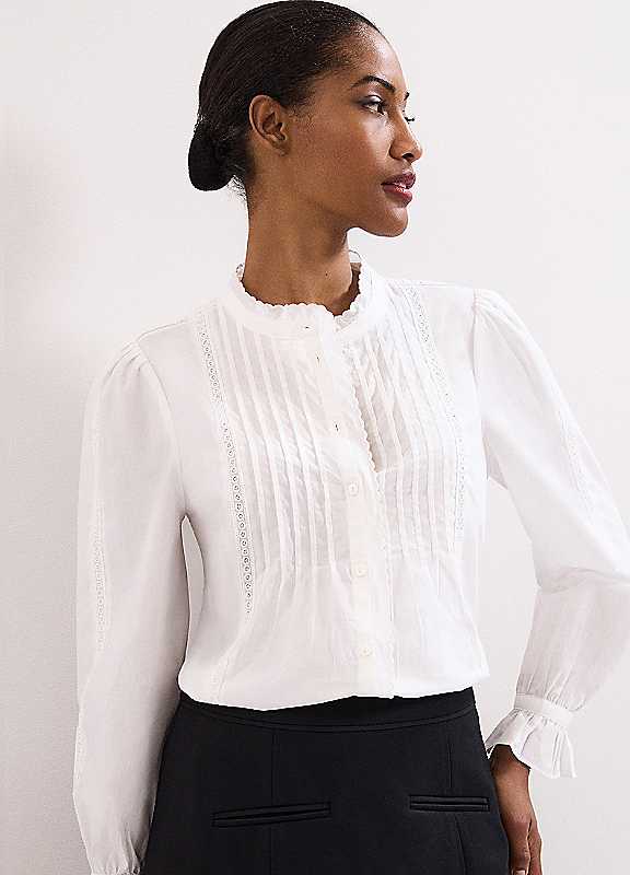 Phase Eight White Laurie Cotton Blouse