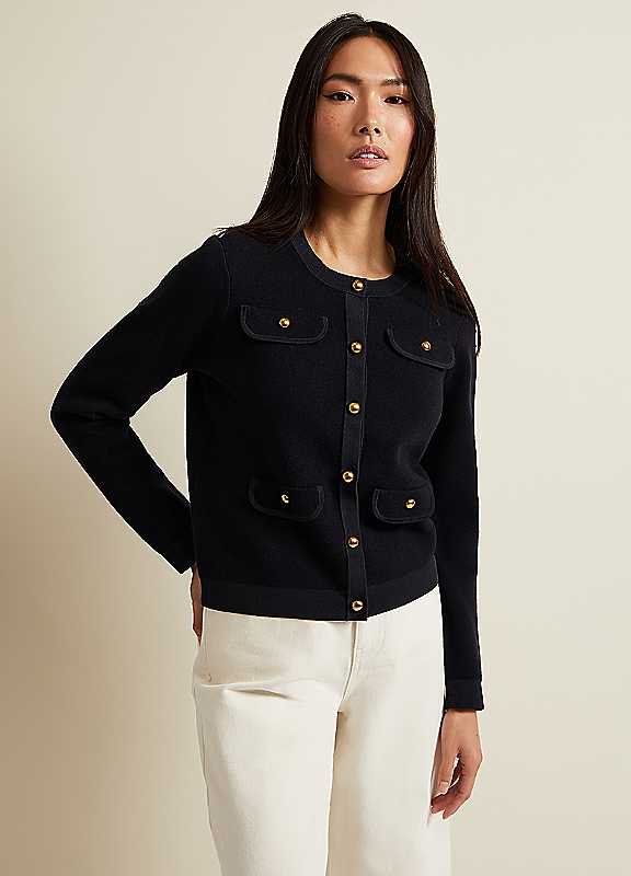 Phase Eight Navy Libby Knitted Jacket Size 14