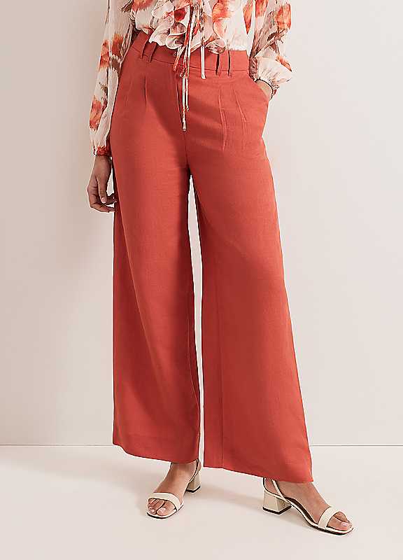 Phase Eight Brown Lottie Linen Trousers Size 8