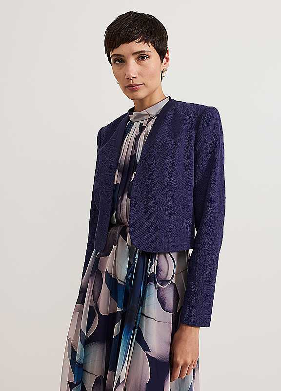 Phase Eight Blue Olivia Textured Short Jacket Size 18