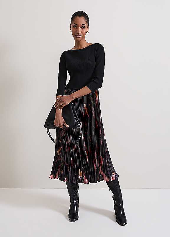 Phase Eight Multi Rhea Woven Hem Abstract Dress