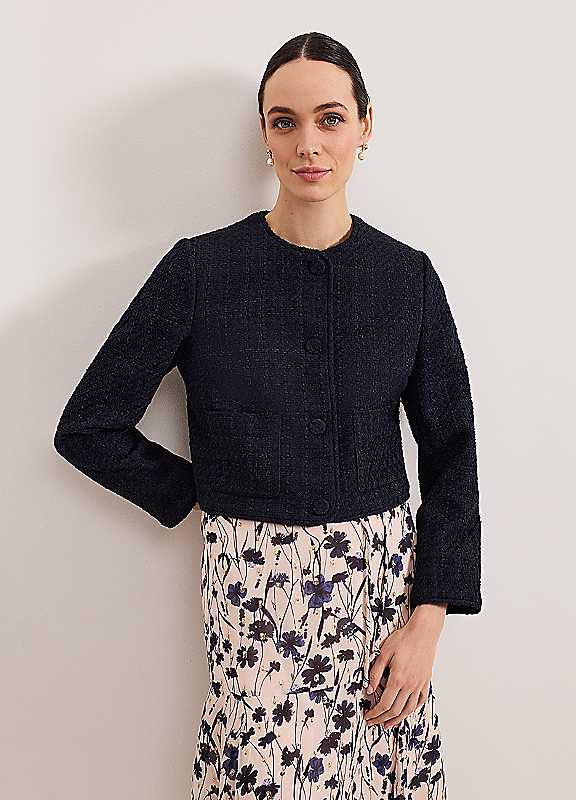 Phase Eight Navy Ripley Boucle Jacket Size 14