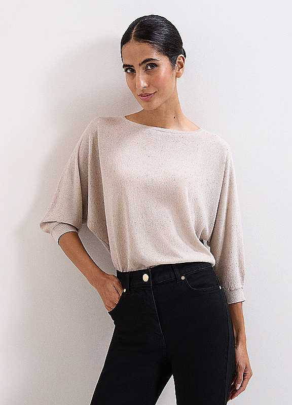 Phase Eight Gold Sequin Cristine Knit Jumper