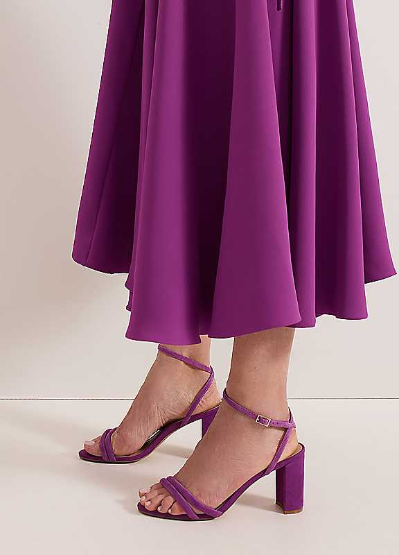 Phase Eight Purple Suede Block Sandals