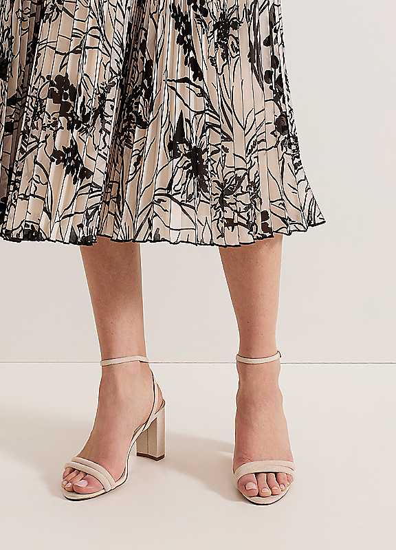 Phase Eight Neutral Suede Block Sandals