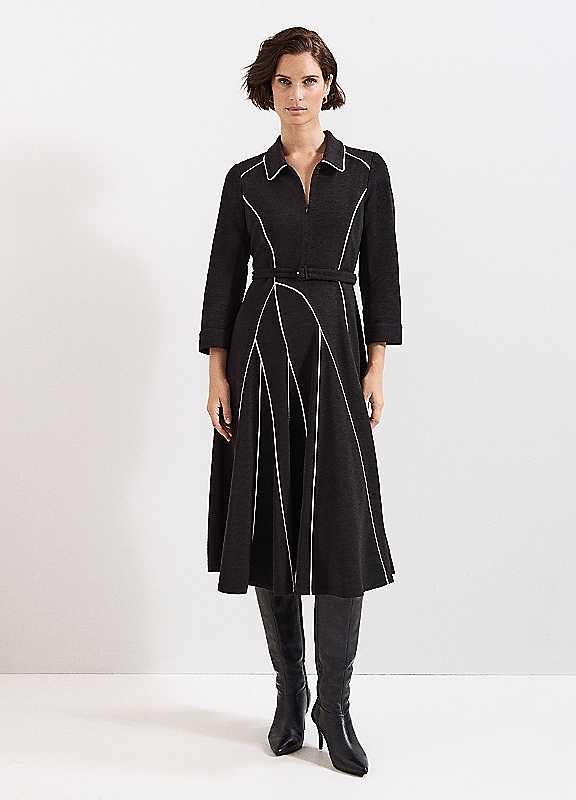 Phase Eight Black Tilly Piped Dress