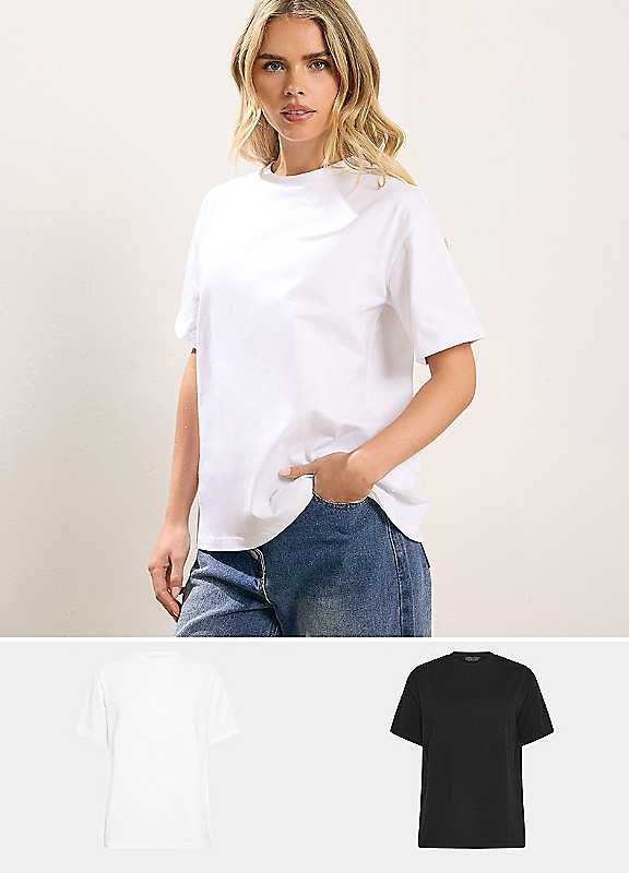 Pixiegirl Women's Multicolor Petite 2 Pack Oversized T-Shirts | Size: 16 - Image 6