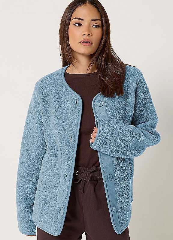 Pixiegirl Women's Baby Blue Petite Borg Jacket In Size 16 Infant - Image 6