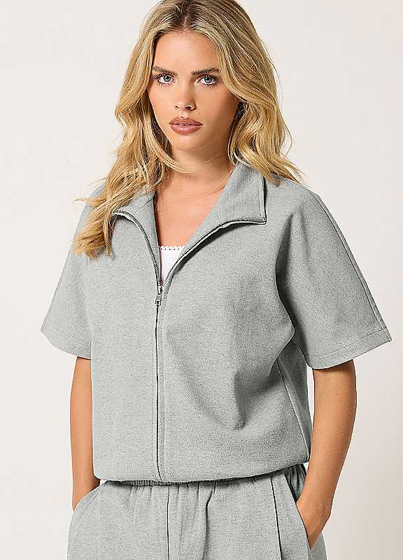 Pixiegirl Women's Grey Petite Brushed Funnel Neck Jacket In Size 8 - Image 2