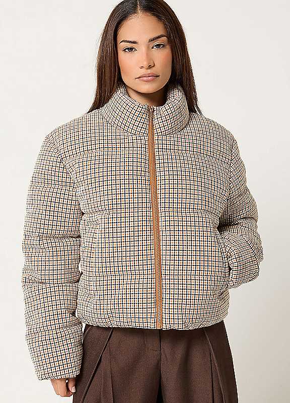 Pixiegirl Women's Natural Petite Check Puffer Coat In | : Size 8 - Image 2