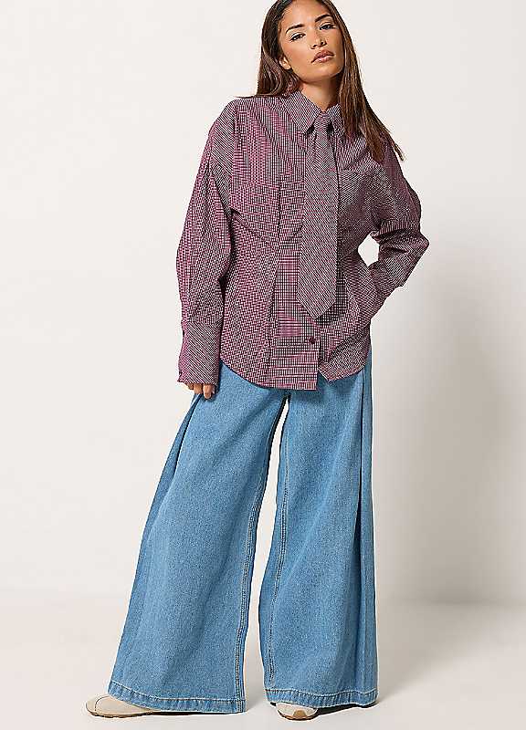 Pixiegirl Women's Burgundy Petite Tie Shirt In Size 16 - Image 2