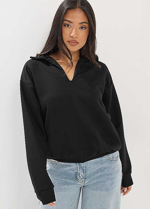 PixieGirl Women's Petite Oversized Sweatshirt in Black | Size: 18 - Image 5