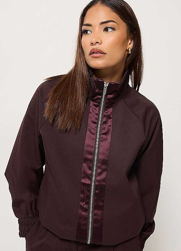 Pixiegirl Women's Burgundy Petite Funnel Neck Jacket In Size 14 - Image 2