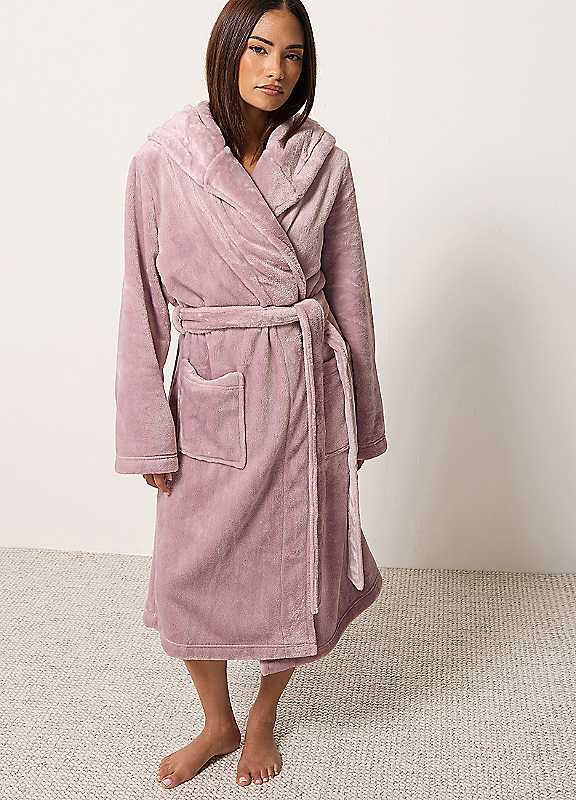 Pixiegirl Women's Light Pink Petite Hooded Dressing Gown In | Size: 12-14 - Image 7