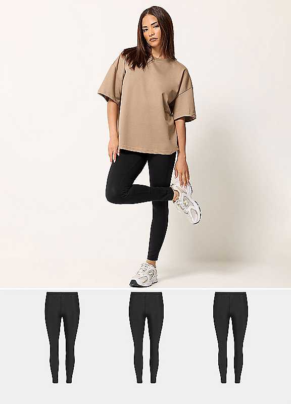 Pixiegirl Women's Black Petite 3 Pack Cotton Leggings In | : Size 14 - Image 3