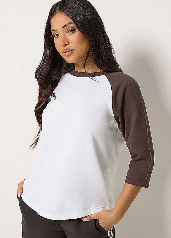Pixiegirl Women's White Petite Raglan Sweatshirt In | Size: 12 - Image 6