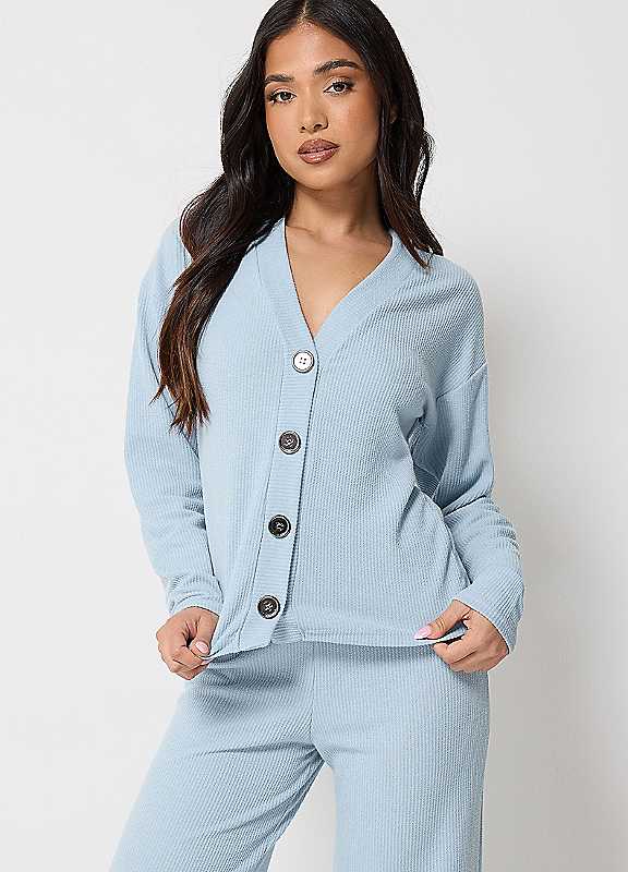 PixieGirl Women's Petite Textured Cardigan Sweater in Light Blue | Size: 12 - Image 2