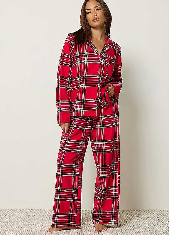 Pixiegirl Women's Red Petite Check Long Sleeve Pyjama Set In | Size: 6/8 - Image 6