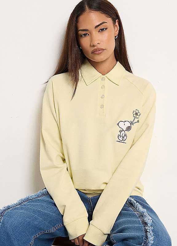 PixieGirl Women's Petite Snoopy Embroidered Sweatshirt in Lemon | Size: 12 - Image 6