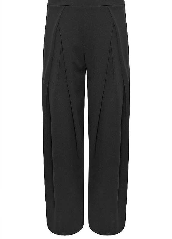 Pixiegirl Women's Black Petite Pleated Wide Leg Trousers In | : Size 12 - Image 2