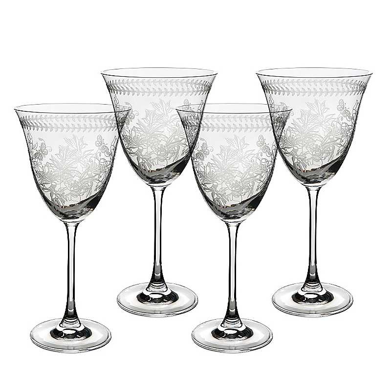 Portmeirion Botanic Garden Set of 4 Etched Glass Wine Glasses Portmeirion Botanic Garden Set of 4 Etched Glass Wine Glasses