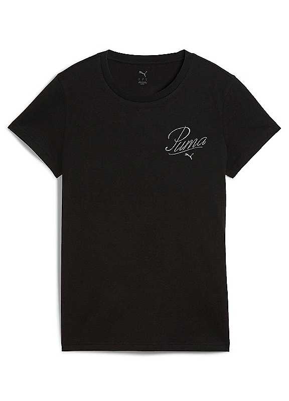 Puma Black Ess Script Tshirt Large