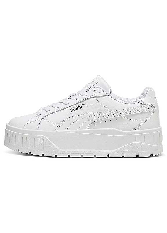 Puma White/Silver Karmen Ii Platform Trainers Size 8.5