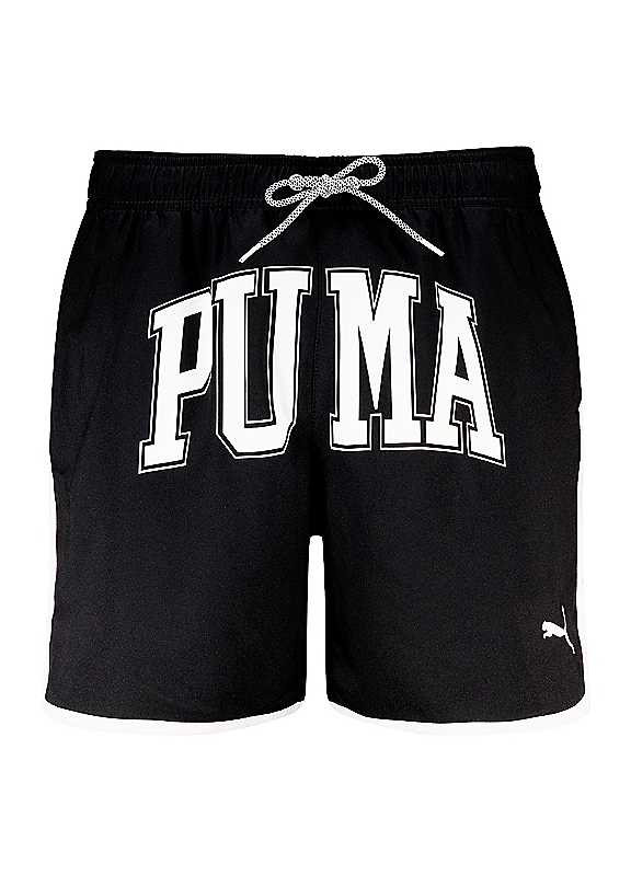 Puma Black Logo Print Swim Shorts Extra Small