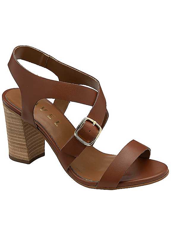Ravel Birkby Women's Leather Heeled Sandals in Brown, Size 5, Featuring 8cm Stacked Block Heel and Gold-Tone Buckle - Image 4