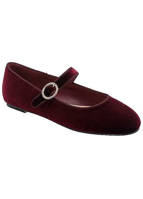 Ravel Women's Burgundy 'Caxton' Velvet Mary-Jane Shoes In | Size: 6 - Image 7