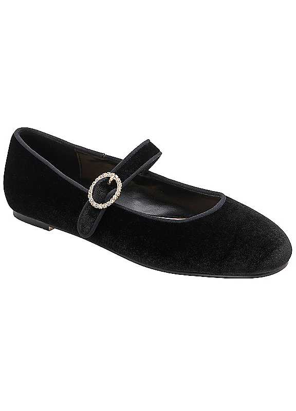 Ravel Women's Black Caxton Velvet Flat Shoes