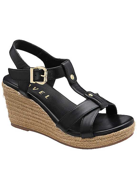 Ravel Women's 'Elling' Leather Wedge Sandals in Black | Size: 5 - Image 4