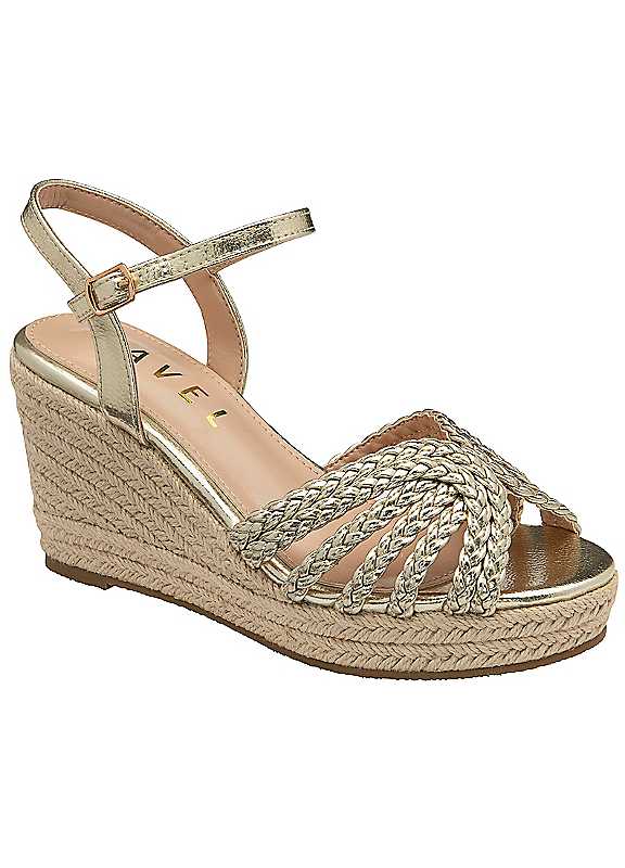 Ravel Women's Gold Grundy Wedge Sandals Colour: : Size 8 - Image 2