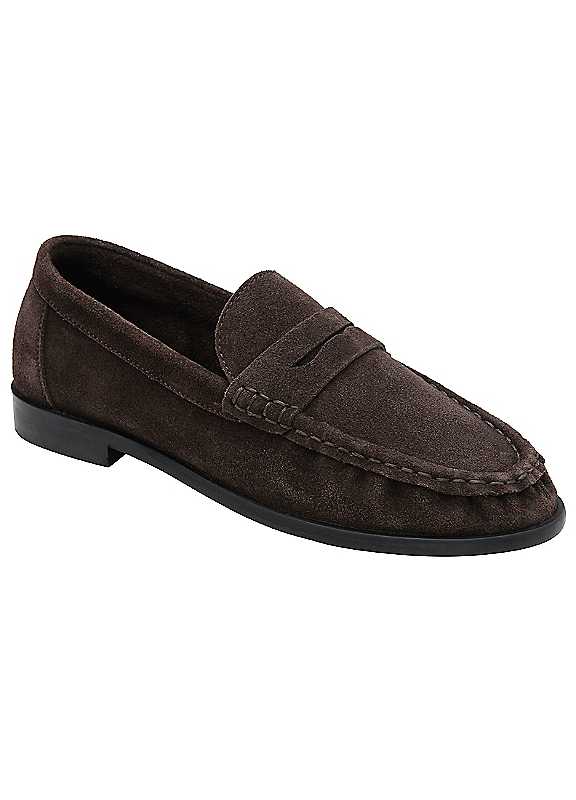 Ravel Heydon Women's Suede Loafers in Brown, Size 5, Traditional Penny Saddle Slip-On Moccasin Shoes - Image 3