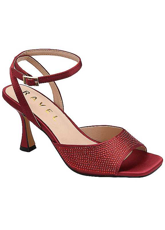 Ravel Holms Sparkle Square Toe Heeled Sandal - Red - Image 5