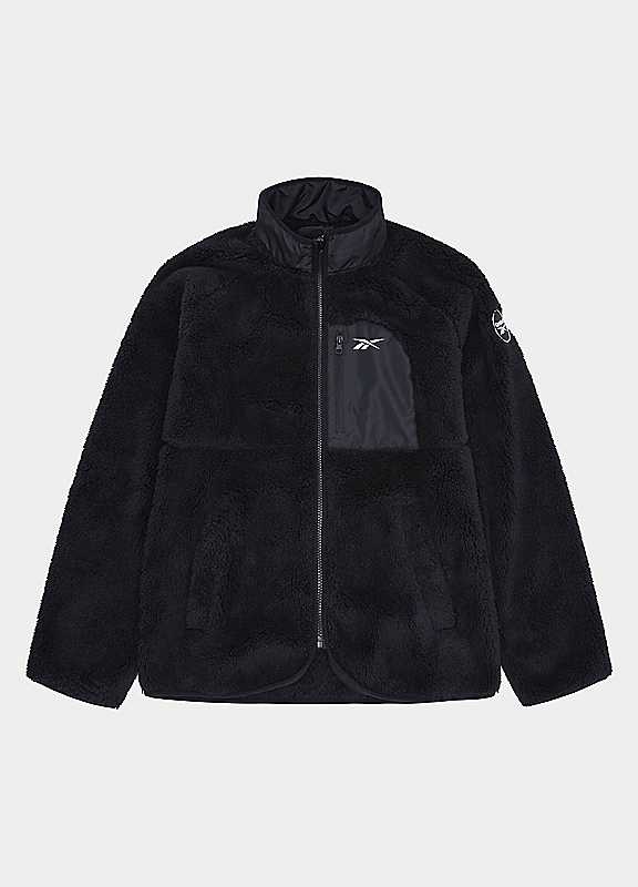Reebok Women's Double Monkey Fleece Jacket in Black, Size XL, Full-Zip Long Sleeve Layering Top - Image 4