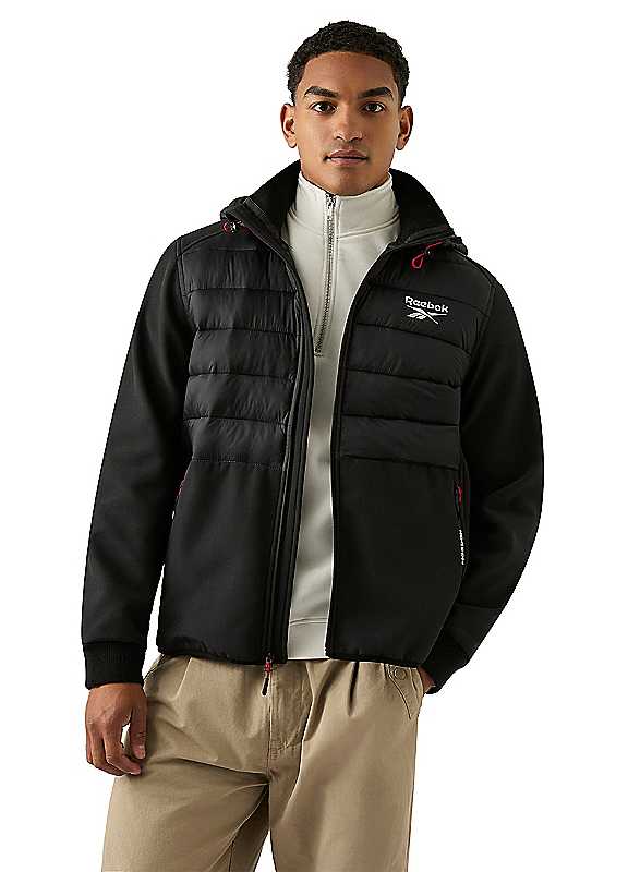 Reebok Men's Black Mixed Media Jacket In | : Large - Image 7