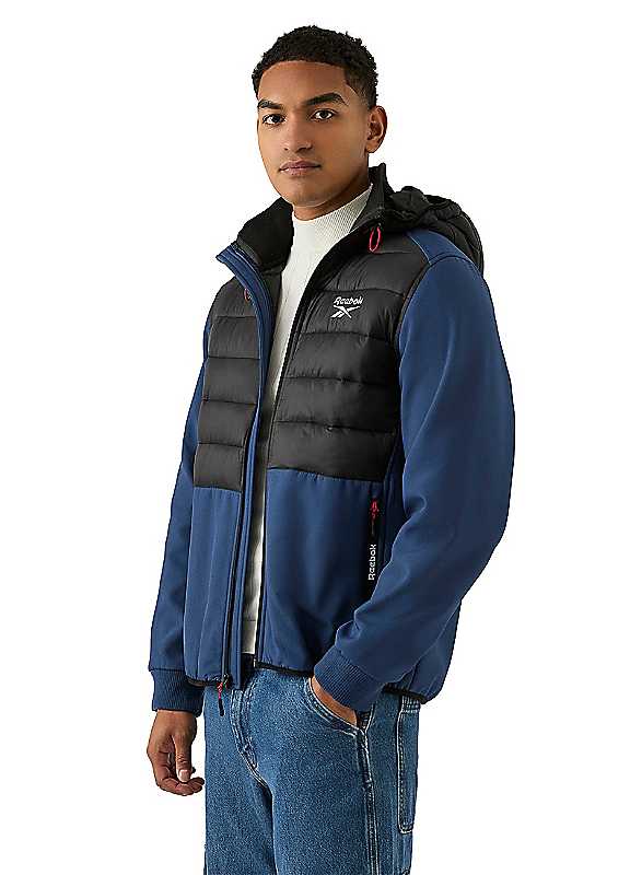 Reebok Men's Blue Mixed Media Jacket In | : Medium - Image 2