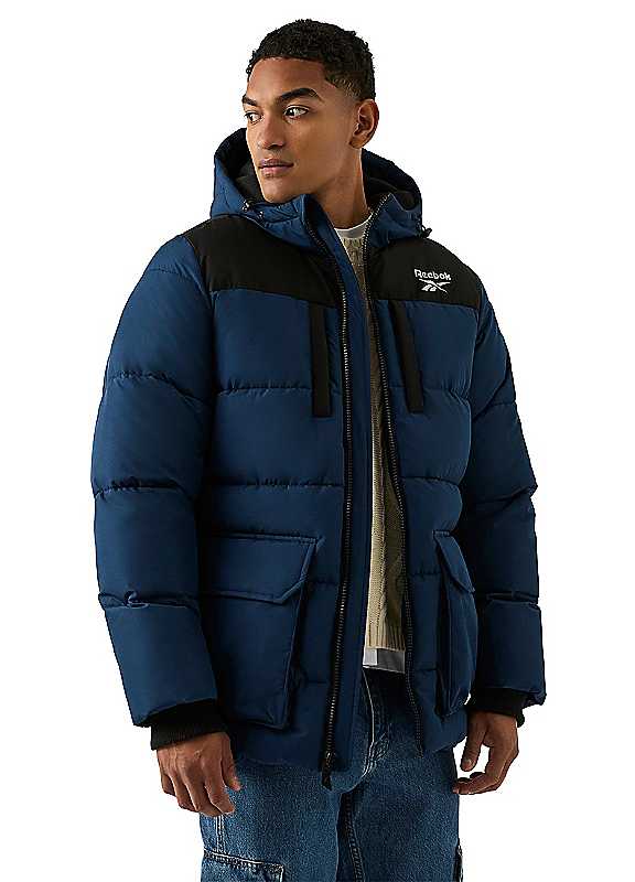 Reebok Men's Blue Parka Puffer Jacket In | : Large - Image 3