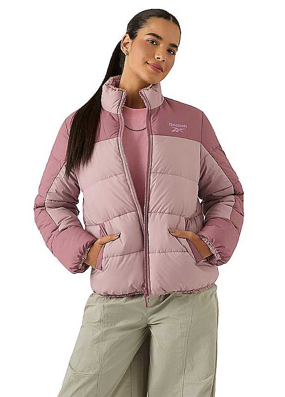 Reebok Women's Dusty Pink Reversible Puffer In | : Small - Image 3
