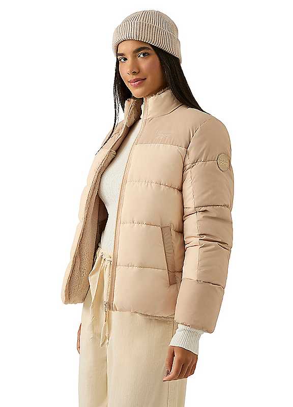 Reebok - Women's Reversible Puffer Jacket - Cream/Brown - Size M - Image 3