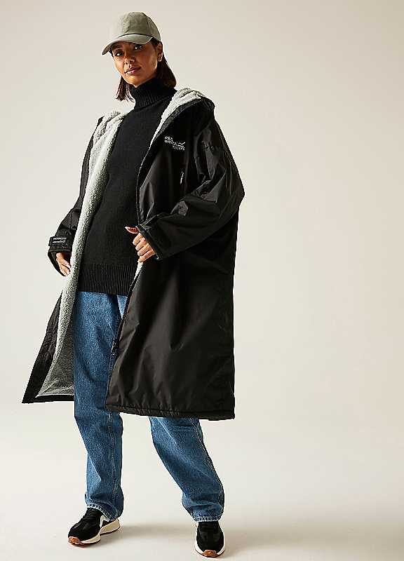 Regatta Men's Black Adults Waterproof Windproof Borg Fleece Oversized Fit Insulated Robe - S - Image 10