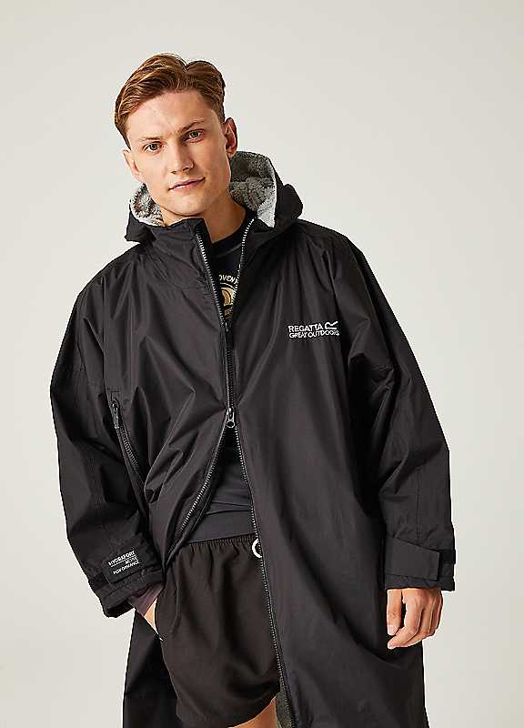 Regatta Men's Black Adults Waterproof Windproof Borg Fleece Oversized Fit Insulated Robe - S - Image 12