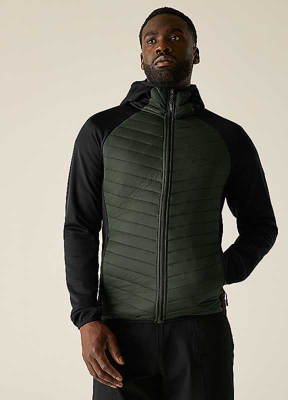 Regatta Men's Andreson Hybrid Water-Repellent Jacket Dark Khaki/Black Medium - Image 8