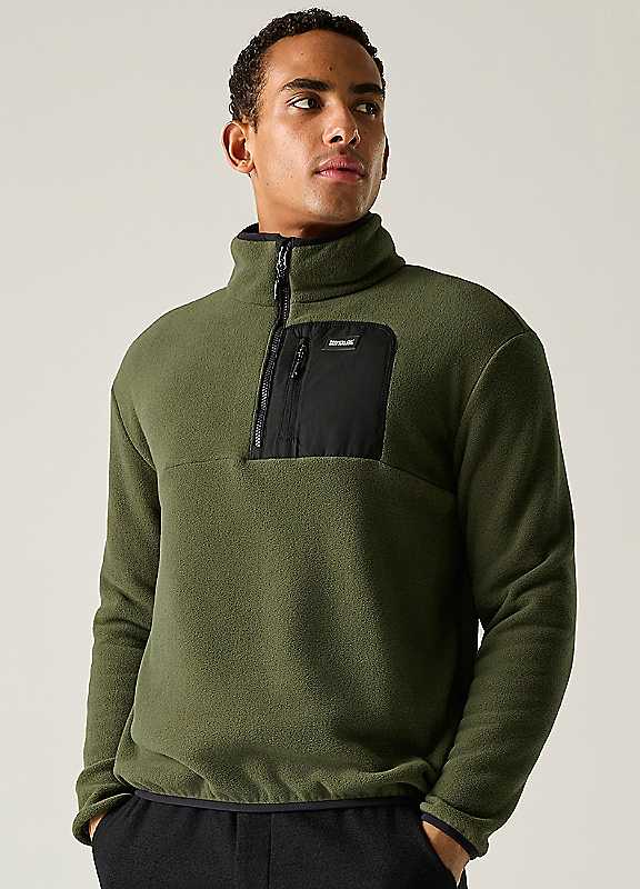 Regatta Men's Frankie Half Zip Fleece Dark Khaki/Black 3XL - Image 6