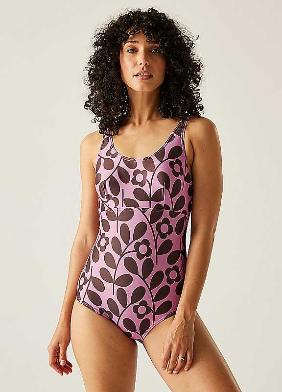 Regatta Yellow Floral Orla Ii Swimsuit Size 16