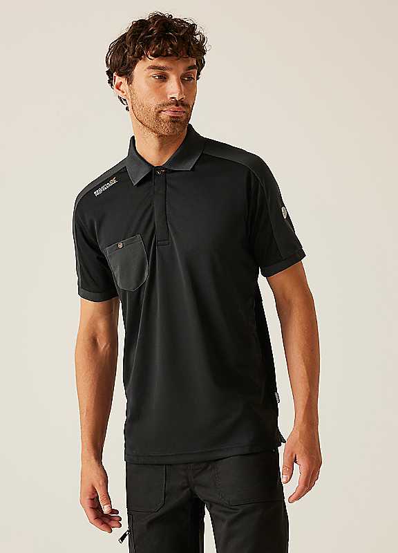 Regatta Black Professional Offensive Wicking Polo Shirts Xxl