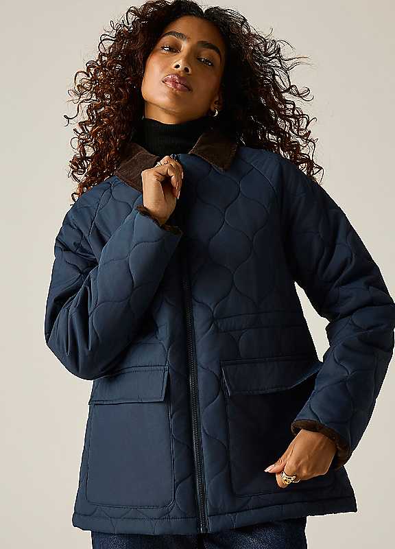 Regatta Women's Navy Onion Quilted Amira Jacket In | Size: 8 - Image 4