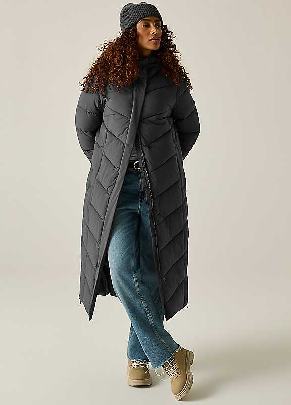 Regatta (14, Iron) Womens Eloria Long-Length Quilted Jacket - Image 4