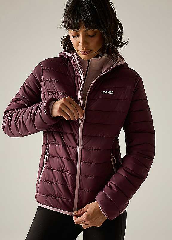 Regatta Women's Marizion Hooded Puffer Jacket in Burgundy | Size: 20 - Image 5